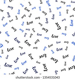 Dark BLUE vector seamless backdrop with phrase LOVE YOU. Phrase LOVE YOU with colorful gradient in abstract style. Texture for window blinds, curtains.