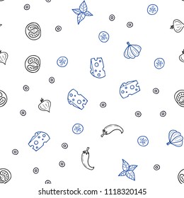 Dark BLUE vector seamless background with tasty food. Fast Food on blurred abstract background with colorful gradient. Design for ad, poster, banner of cafes or restaurants.