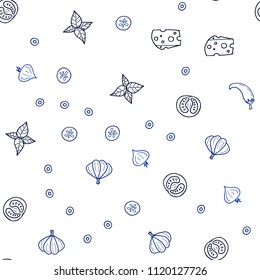 Dark BLUE vector seamless background with tasty food. Decorative shining illustration with food on abstract template. Pattern for ad, booklets, leaflets of restaurants.