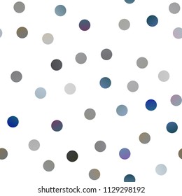 Dark BLUE vector seamless background with dots. Illustration with set of shining colorful abstract circles. The pattern can be used for beautiful websites.