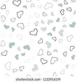 Dark BLUE vector seamless background with hearts. Hearts on blurred abstract background with colorful gradient. Template for Valentine's greeting postcards.