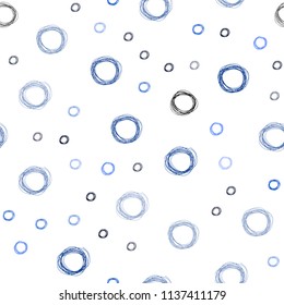 Dark BLUE vector seamless background with bubbles. Abstract illustration with colored bubbles in nature style. Completely new template for your brand book.