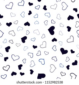 Dark BLUE vector seamless background with hearts. Decorative shining illustration with hearts on abstract template. Pattern can be used for valentine's ad, booklets.