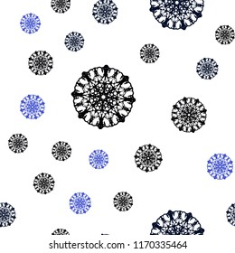 Dark BLUE vector seamless background with xmas snowflakes. Glitter abstract illustration with crystals of ice. Pattern for design of window blinds, curtains.