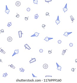 Dark BLUE vector seamless background with tasty food. Glitter abstract sketch with gourmet food. Doodle design for your business advert of cafes.