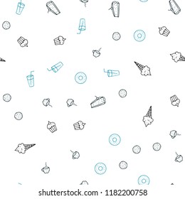 Dark BLUE vector seamless background with tasty food. Illustration with set of fresh food in doodle style. Template for meal cooking in kitchen.