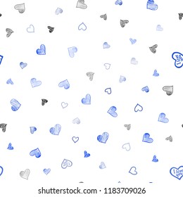 Dark BLUE vector seamless background with hearts. Illustration with hearts in love concept for valentine's day. Pattern for marriage gifts, congratulations.