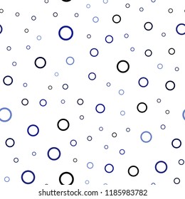 Dark BLUE vector seamless background with bubbles. Illustration with set of shining colorful abstract circles. Beautiful design for your business advert.