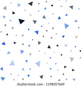 Dark BLUE vector seamless background with triangles. Illustration with set of colorful triangles. Smart design for your business advert.