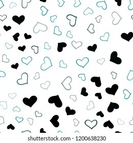 Dark BLUE vector seamless background with hearts. Blurred decorative design in doodle style with hearts. Pattern for carnival, festival romantic leaflets.