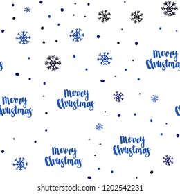 Dark BLUE vector seamless background with xmas snowflakes. Colorful decorative design in xmas style with snow. Pattern for design of fabric, wallpapers.