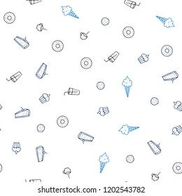 Dark BLUE vector seamless background with tasty food. Blurred decorative design of snacks in doodle style. Template for meal cooking in kitchen.