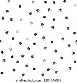 Dark BLUE vector seamless background with coffee, beans. Decorative gradient design of coffee cups and beans. Design for ad, poster, banner of cafes, restaurants.