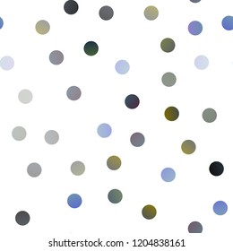 Dark BLUE vector seamless background with dots. Illustration with set of shining colorful abstract circles. Beautiful design for your business natural advert.