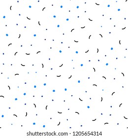 Dark BLUE vector seamless background with bubbles, lines. Abstract illustration with colorful discs and triangles. Template for business cards, websites.