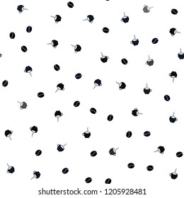 Dark BLUE vector seamless background with coffee, beans. Gradient abstract collection of coffee cups and beans. Doodle design for your business advert of cafes.
