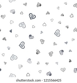 Dark BLUE vector seamless background with hearts. Glitter abstract illustration with colorful hearts in romantic style. Beautiful design for your business advert of anniversary.