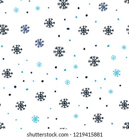Dark BLUE vector seamless background with xmas snowflakes. Modern geometrical abstract illustration with snowflakes. Trendy design for wallpaper, fabric makers.