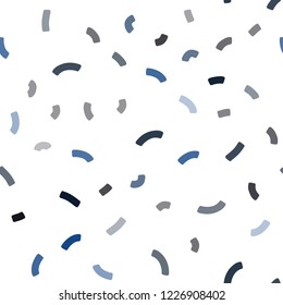 Dark BLUE vector seamless background with lamp shapes. Shining crooked illustration in marble style. Pattern for your business design.
