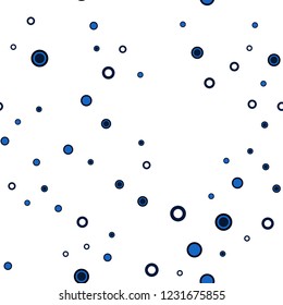 Dark BLUE vector seamless background with bubbles. Beautiful colored illustration with blurred circles in nature style. Pattern for design of fabric, wallpapers.
