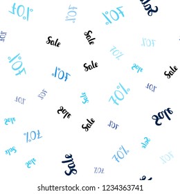 Dark BLUE vector seamless background with 70 % signs of sales. Colorful set of  percentage signs in simple style. Backdrop for super sales on Black Friday.