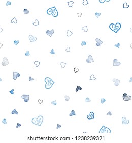 Dark BLUE vector seamless background with hearts. Beautiful colored illustration with hearts in celebration style. Beautiful design for your business advert of anniversary.