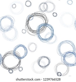 Dark BLUE vector seamless background with bubbles. Blurred decorative design in abstract style with bubbles. Design for textile, fabric, wallpapers.
