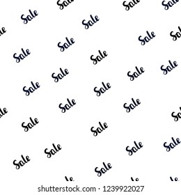 Dark BLUE vector seamless background with words of sales. Colorful set of  percentage signs in simple style. Backdrop for super sales on Black Friday.