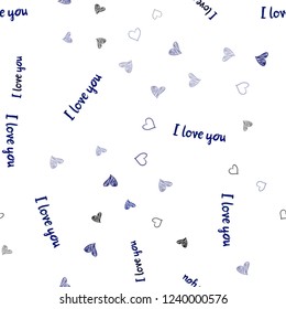 Dark BLUE vector seamless background with hearts. Illustration with hearts in love concept for valentine's day. Design for ad, poster, banner of Valentine Day.