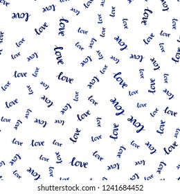 Dark BLUE vector seamless background with words of love. Colorful illustration with quote LOVE YOU in celebration style. Design for wallpaper, fabric makers.