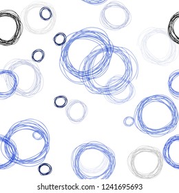 Dark BLUE vector seamless background with bubbles. Blurred decorative design in abstract style with bubbles. Pattern for design of fabric, wallpapers.