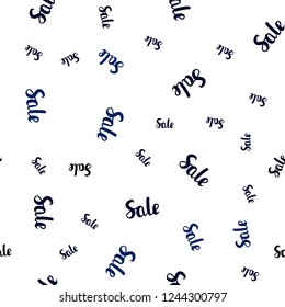Dark BLUE vector seamless background with words of sales. Gradient illustration with discount signs on white backdrop. Backdrop for ads, leaflets of Black Friday.