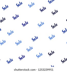 Dark BLUE vector seamless background with words of sales. Colorful set of  percentage signs in simple style. Backdrop for ads, leaflets of Black Friday.