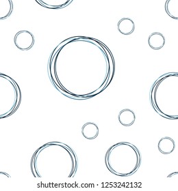 Dark BLUE vector seamless background with bubbles. Beautiful colored illustration with blurred circles in nature style. Texture for window blinds, curtains.