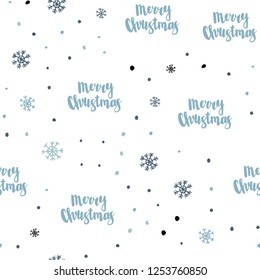Dark BLUE vector seamless background with xmas snowflakes. Shining colorful illustration with snow in christmas style. Template for business cards, websites.