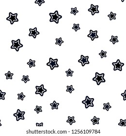 Dark BLUE vector seamless background with colored stars. Shining colored illustration with stars. Pattern for trendy fabric, wallpapers.