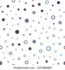 Dark BLUE vector seamless background with bubbles. Illustration with set of shining colorful abstract circles. Pattern for design of fabric, wallpapers.