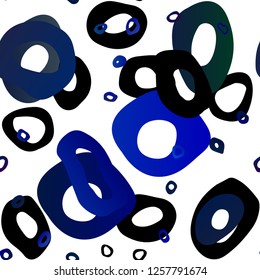 Dark BLUE vector seamless background with bubbles. Abstract illustration with colored bubbles in nature style. Design for textile, fabric, wallpapers.