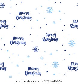 Dark BLUE vector seamless background with xmas snowflakes. Shining colorful illustration with snow in christmas style. Pattern for trendy fabric, wallpapers.