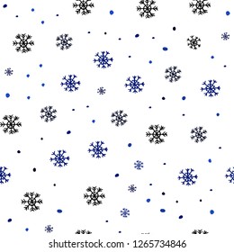 Dark BLUE vector seamless background with xmas snowflakes. Modern geometrical abstract illustration with snowflakes. Pattern for trendy fabric, wallpapers.