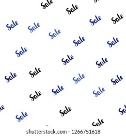 Dark BLUE vector seamless background with words of sales. Colored words of sales with gradient on white background. Backdrop for mega promotions, discounts.