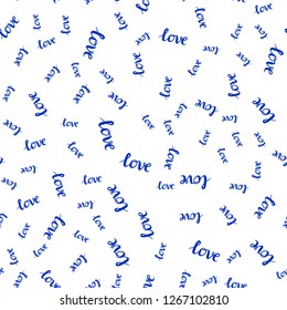 Dark BLUE vector seamless background with words of love. Colorful illustration with quote LOVE YOU in celebration style. Design for wallpaper, fabric makers.