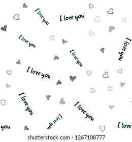 Dark BLUE vector seamless background with hearts. Blurred decorative design in doodle style with hearts. Pattern can be used for valentine's ad, booklets.