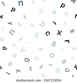 Dark BLUE vector seamless background with signs of alphabet. Shining colorful illustration with isolated letters. Pattern for design of fabric, wallpapers.