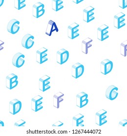 Dark BLUE vector seamless background with 3D signs of alphabet. Colorful gradient design in 3D style with signs of alphabet. Pattern for trendy fabric, wallpapers.