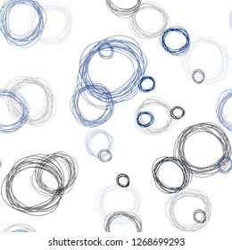 Dark BLUE vector seamless background with bubbles. Glitter abstract illustration with blurred drops of rain. Texture for window blinds, curtains.