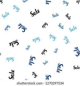 Dark BLUE vector seamless background with words of sales. Illustration with signs of sales on abstract template. Backdrop for super sales on Black Friday.