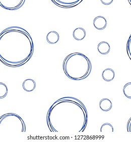 Dark BLUE vector seamless background with bubbles. Beautiful colored illustration with blurred circles in nature style. Texture for window blinds, curtains.