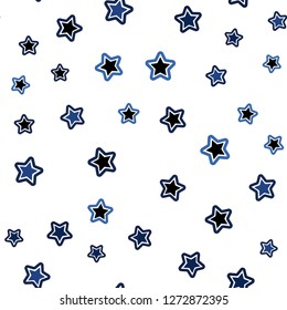 Dark BLUE vector seamless background with colored stars. Blurred decorative design in simple style with stars. Template for business cards, websites.