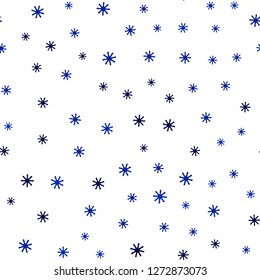 Dark BLUE vector seamless background with xmas snowflakes. Colorful decorative design in xmas style with snow. Design for wallpaper, fabric makers.